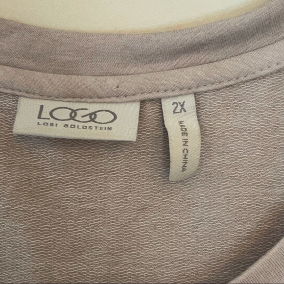 LOGO by Lori Goldstein Gray and Navy High Low Dress - Picture 8 of 10